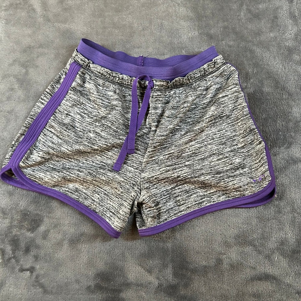 Pro Players Kids Girls Gray Athletic‎ Shorts Purple Trim Drawstring Size 6